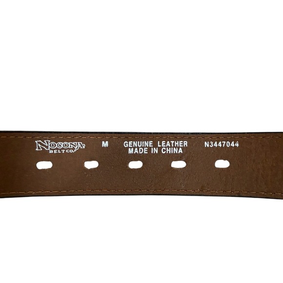 Nocona Belt Co Womens Brown Suede Rhinestone Floral Embroidered Western Belt M - Picture 6 of 10